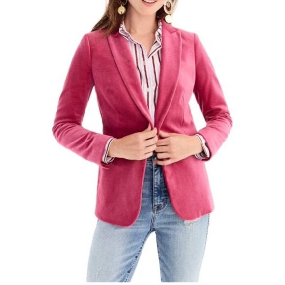 J.Crew Pink Velvet Parke Blazer Size 4 - Picture 2 of 7